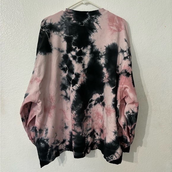 Electric and Rise sweatshirt high- low tye dye pink black slouchy boho beachy - Picture 5 of 7